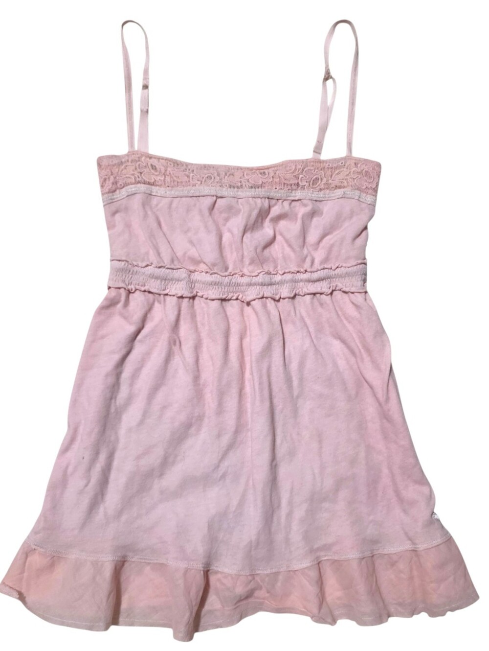 Abercrombie vintage light pink babydoll top with lace and ruffles - Picture 3 of 6
